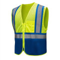 Hi Vis Reflective Class2 Mesh Blue Bottom Safety Pocket Vest