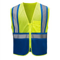 Hi Vis Reflective Class2 Mesh Blue Bottom Safety Pocket Vest