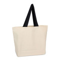100% Cotton Canvas Beach Bag With Colored Handles