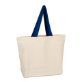 100% Cotton Canvas Beach Bag With Colored Handles