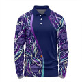 75D Fluorescent Digital Print Men's Long Sleeve Polo