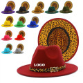 Leopard Colorblock Felt Fedora Panama Hat