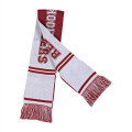 Custom Red Knitted Stadium Sports Scarf With Fringe