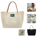Canvas Tote Bag With Leather Handle