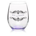 9 oz. Stemless Etched Wine Glasses
