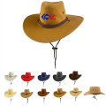 Belt Buckle Strap Felt Wide Brim Cowboy Hat