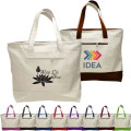 12 Oz. Cotton Canvas Zipper Shopping Tote Bag