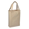 100% Cotton Heavy Canvas Two Tone Tote Bag W/ Pocket