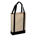 100% Cotton Heavy Canvas Two Tone Tote Bag W/ Pocket