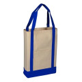 100% Cotton Heavy Canvas Two Tone Tote Bag W/ Pocket