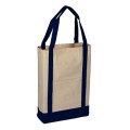100% Cotton Heavy Canvas Two Tone Tote Bag W/ Pocket