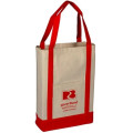 100% Cotton Heavy Canvas Two Tone Tote Bag W/ Pocket