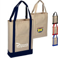 100% Cotton Heavy Canvas Two Tone Tote Bag W/ Pocket