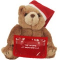 8" Santa Bear with Gift Card Holder and one color imprint