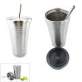 16 oz. Stainless Steel Cup with Lid/Straw
