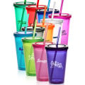 16 oz. Double Wall Acrylic Tumbler With Straw