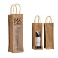 Jute Transparent Single-Bottle Wine Tote Bag