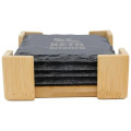 Square Slate Coaster In Bamboo Stand - 4 Pc.