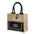 JUTE TOTE BAG WITH FRONT POCKET