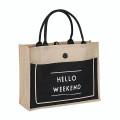 JUTE TOTE BAG WITH FRONT POCKET
