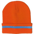 HiVis Acrylic Reflective Stripe Knitted Cuffed Safety Beanie