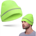 HiVis Acrylic Reflective Stripe Knitted Cuffed Safety Beanie