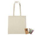 100% Cotton Coloring Tote Bag With Crayons