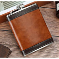 8 Oz. Leather Wrapped Stainless Steel Flask