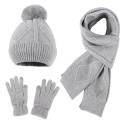 Winter Knit Scarf Set With Hat And Touchscreen Gloves