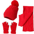 Winter Knit Scarf Set With Hat And Touchscreen Gloves