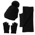 Winter Knit Scarf Set With Hat And Touchscreen Gloves