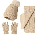 Winter Knit Scarf Set With Hat And Touchscreen Gloves