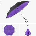 Solid Color Inverted Umbrella With C-Shaped Handle