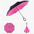 Solid Color Inverted Umbrella With C-Shaped Handle