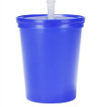 16 oz Plastic Stadium Cups with Lid & Straw