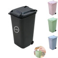 Mini Desktop Trash Can with Lid and Wheels