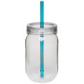 24 oz. Single Wall Mason Jars With screw-on lid and straw