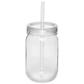 24 oz. Single Wall Plastic Mason Jars With Straw