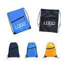 Drawstring Sports Pack With Front Zipper W/Grommet