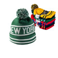 Knitted Stripe Pom Beanie