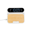 15W Bamboo Folding Charger With Digital Clock