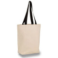 12 oz.Classic Canvas Tote Bag w/ Colored Handles (15" X 16")