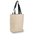 12 oz.Classic Canvas Tote Bag w/ Colored Handles (15" X 16")