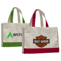 Two-Tone Cotton Canvas Tote Bag w/ Interior Zipper Pocket