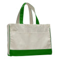 Two-Tone Cotton Canvas Tote Bag w/ Interior Zipper Pocket