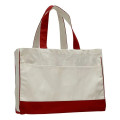 Two-Tone Cotton Canvas Tote Bag w/ Interior Zipper Pocket