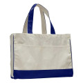 Two-Tone Cotton Canvas Tote Bag w/ Interior Zipper Pocket
