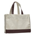 Two-Tone Cotton Canvas Tote Bag w/ Interior Zipper Pocket