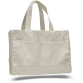 Two-Tone Cotton Canvas Tote Bag w/ Interior Zipper Pocket