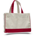 Two-Tone Cotton Canvas Tote Bag w/ Interior Zipper Pocket